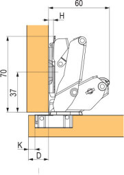 STRONG plus závěs naložený 155° s nulovým přesahem